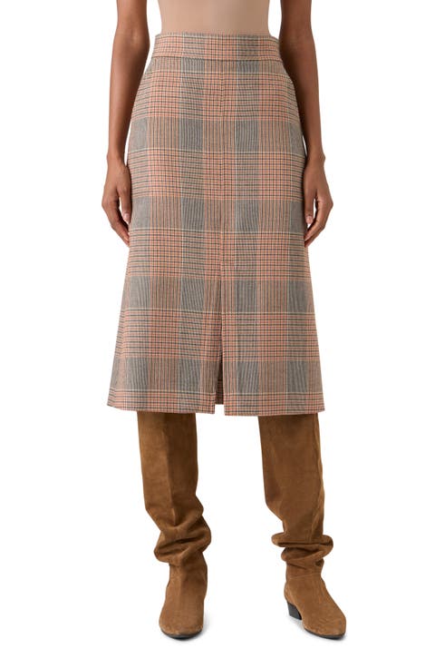 Glen Check A-Line Midi Skirt