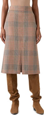 Akris punto Glen Check A-Line Midi Skirt
