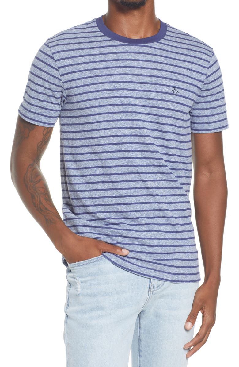 Original Penguin Men's Trim Fit Stripe Ringer T-Neck, Main, color, 
