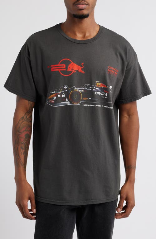 Merch Traffic Red Bull Racing Cotton Graphic T-Shirt in Black Pigment Dye 