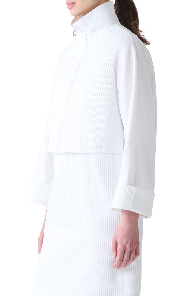 Akris Mimi Pleated Cotton Voile Crop Jacket, Alternate, color, White