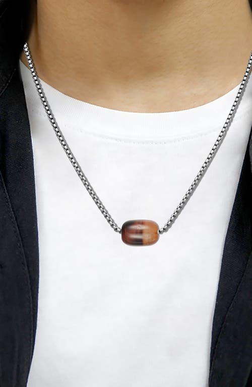 Van Heusen Stainless Steel Semiprecious Stone Bead Pendant Necklace