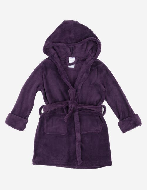Leveret Kids Fleece Hooded Robe, Solid Colors In Purple