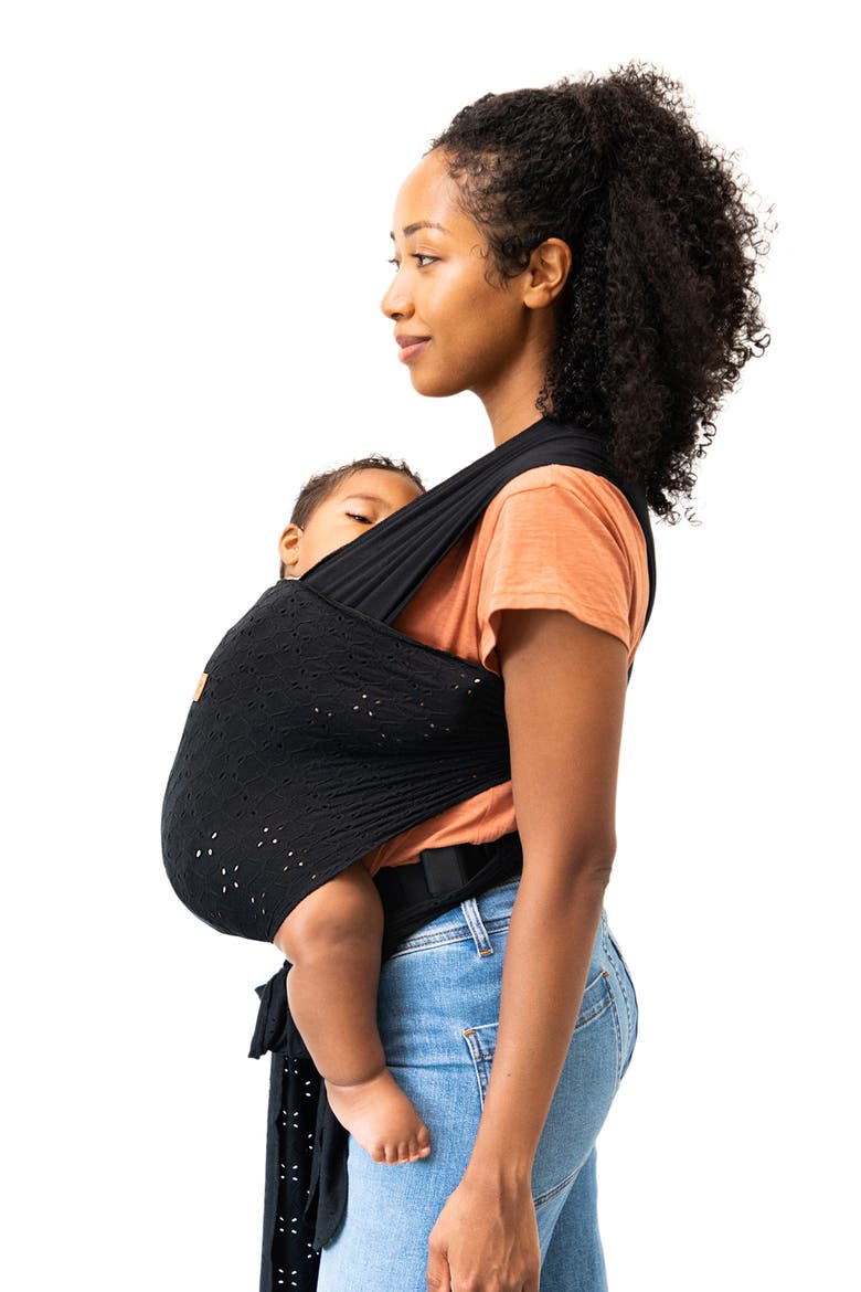 Embroidered Eyelet Easy-Wrap Baby Carrier, Alternate, color, BLACK
