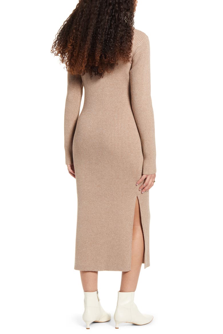 Long Sleeve Belted Sweater Dress, Alternate, color, OATMEAL