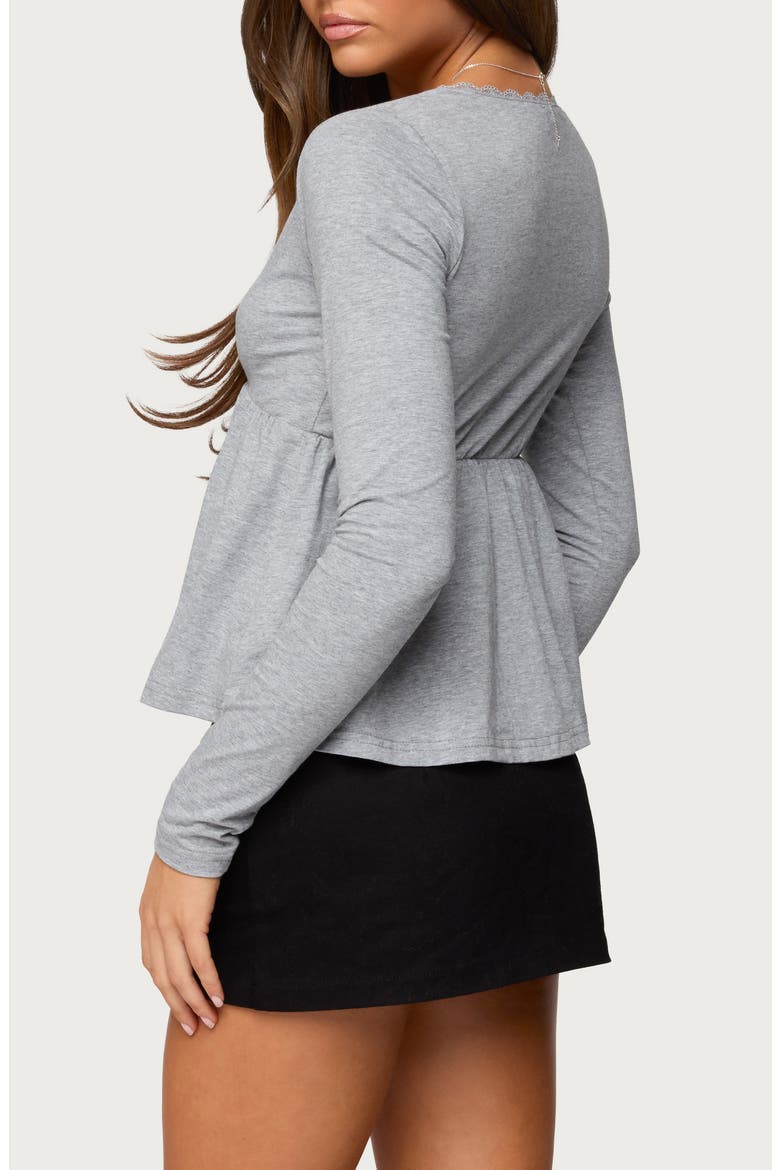 Kenzie Long Sleeve Babydoll Top, Alternate, color, GRAY-MELANGE