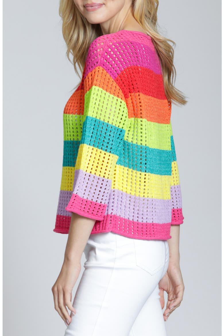 Lattice Stripe Crewneck Top, Alternate, color, YELLOWPINK MULTI