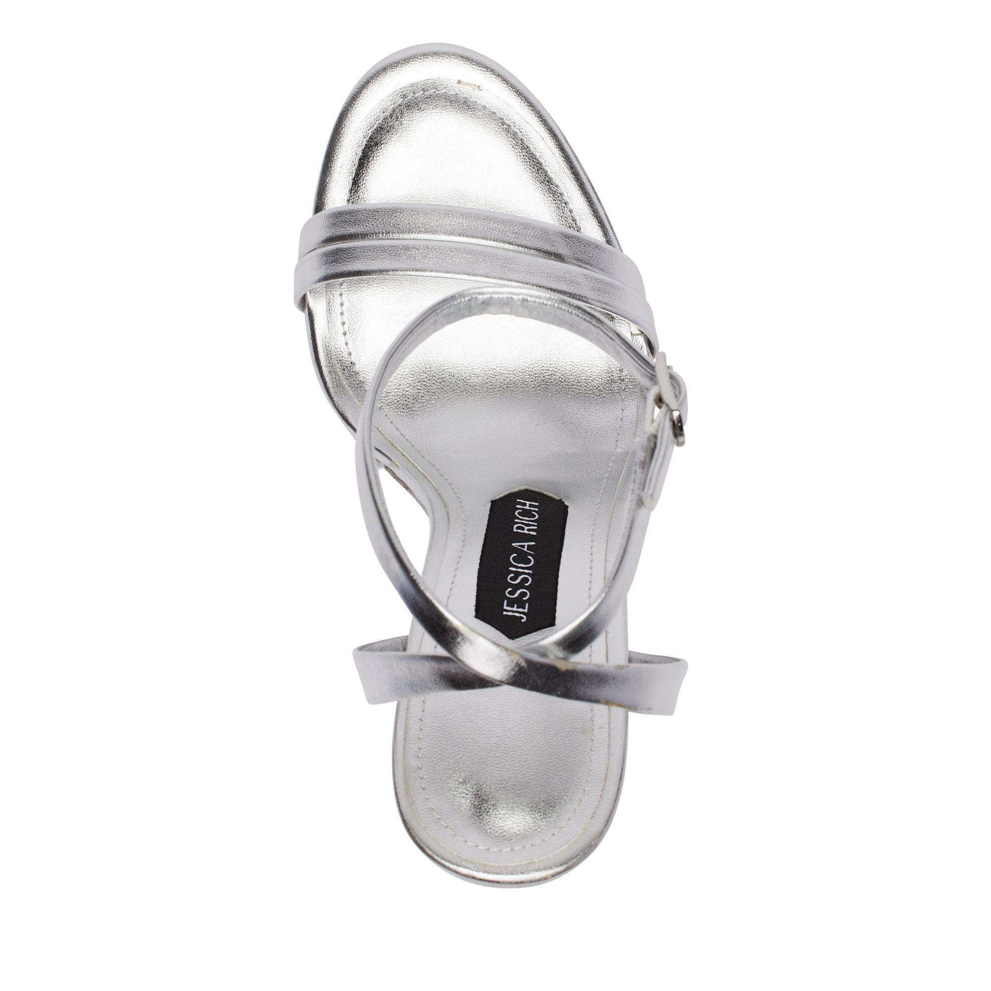 JESSICA RICH Love Platform Sandal from Jessica Rich! An eye-catching new spin on the bestselling platform sandal brings sleek, monochromatic metallic to the comfort of a block heel, Alternate, color, Silver