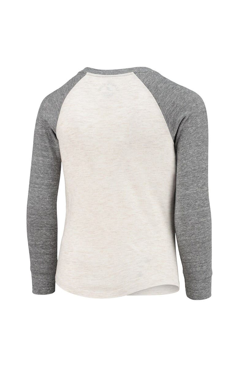 LEAGUE COLLEGIATE WEAR Youth League Collegiate Wear Heathered Gray Clemson Tigers Baseball Tri-Blend Raglan Long Sleeve T-Shirt, Alternate, color,