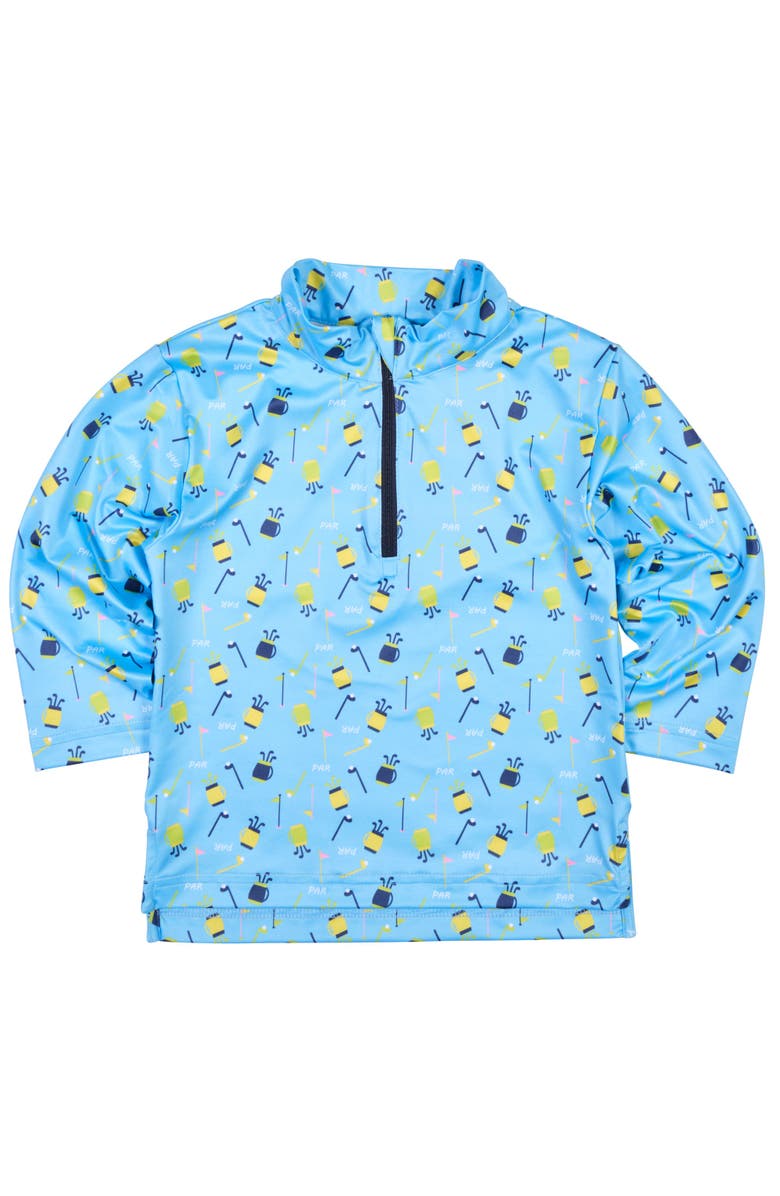 Florence Eiseman Golf Print Performance Knit Half Zip, Main, color, Blue/Multi