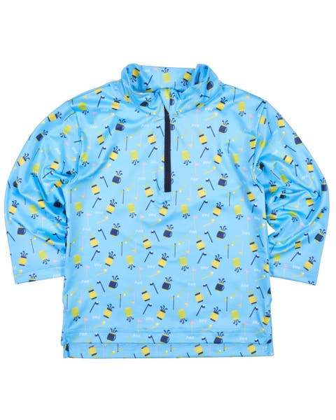Golf Print Performance Knit Half Zip (Toddler, Little Kid)