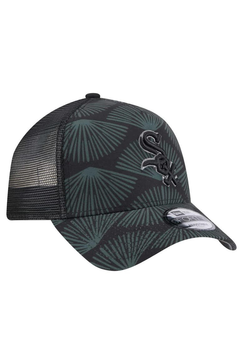 Men's New Era  Black Chicago White Sox 9FORTY A-Frame Trucker Adjustable Hat, Alternate, color, Black