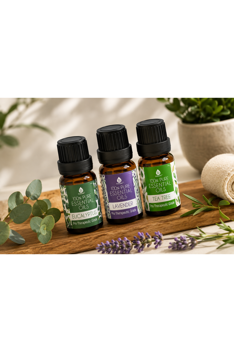 3-Pack Essential Oils: Eucalyptus, Lavender & Tea Tree, Alternate, color, Multicolor