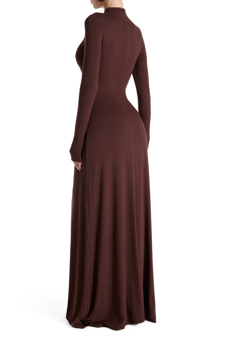 Naked Wardrobe Long Sleeve Maxi Dress, Alternate, color, Chocolate