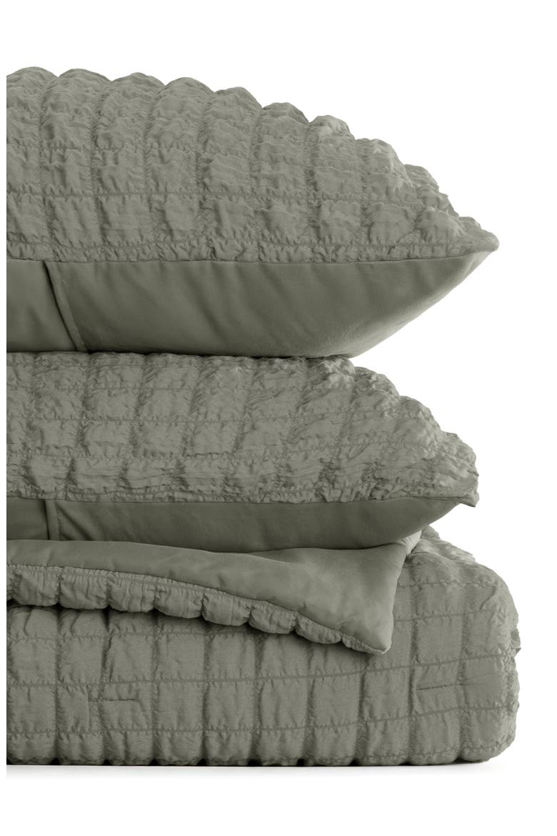 Seersucker Textured 3-Piece Comforter Set, Alternate, color, WILLOW