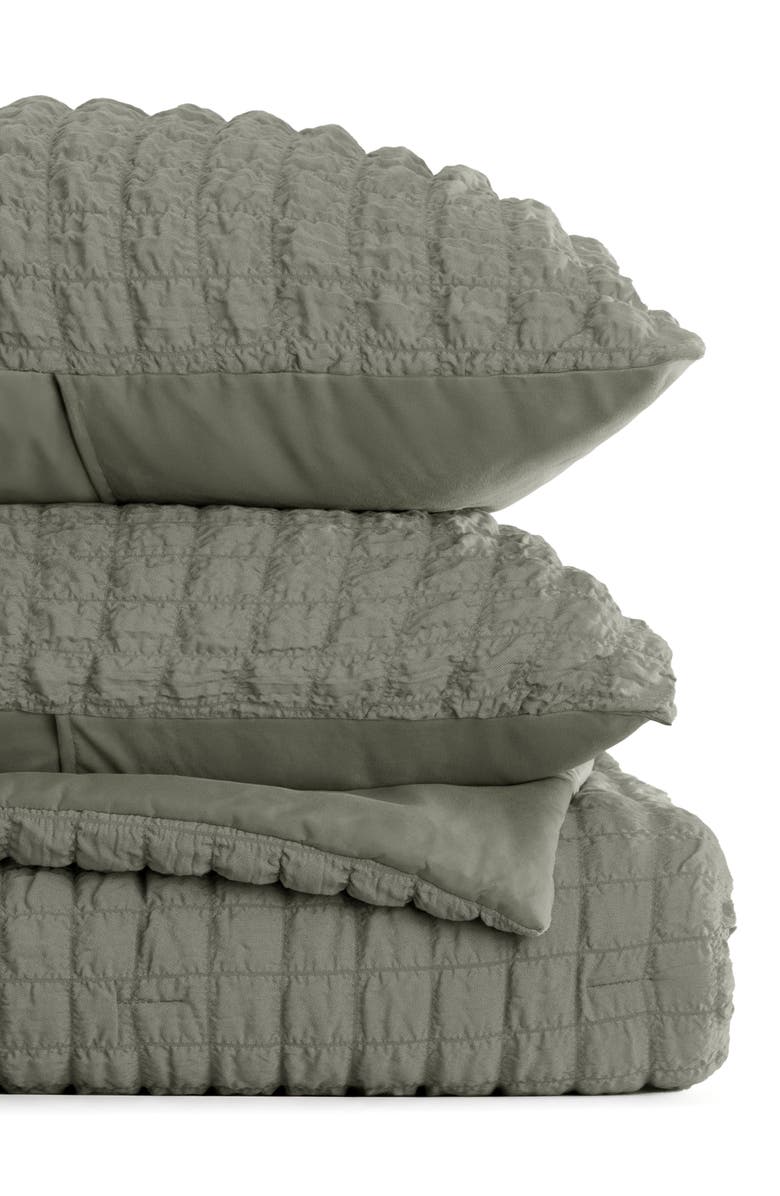 HOMESPUN Seersucker Textured 3-Piece Comforter Set, Alternate, color, Willow
