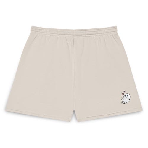 Dalix Womens Heartly Ghost Embroidered Fleece Short Sweats