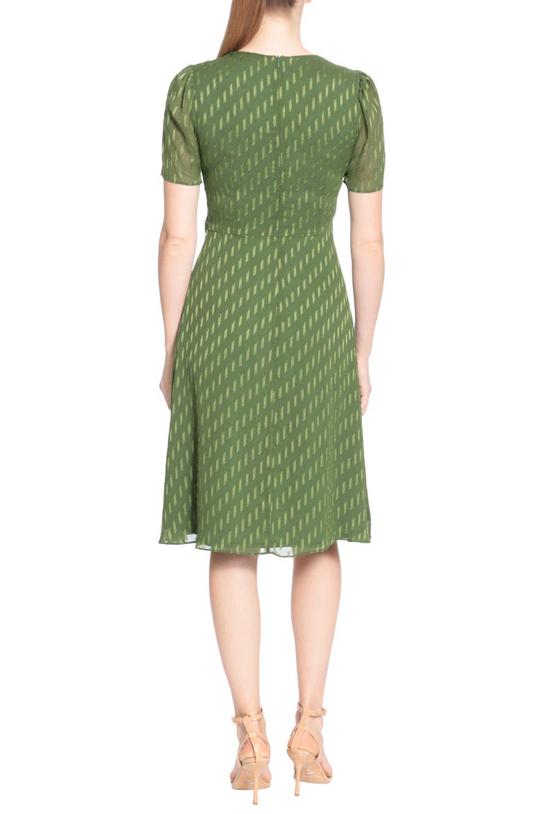 Draped Fit And Flare Midi Dress, Alternate, color, CHIVE