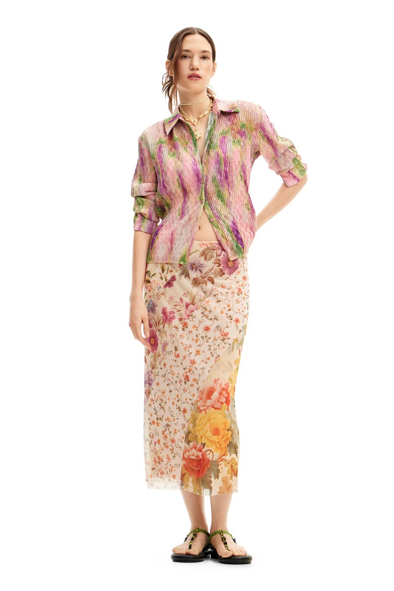 Yamagata Abstract Print Button-Up Shirt, Alternate, color, RED