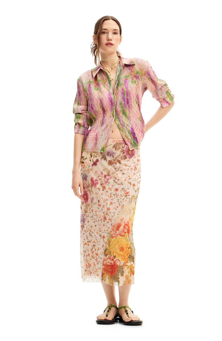 Desigual Yamagata Abstract Print Button-Up Shirt, Alternate, color, 