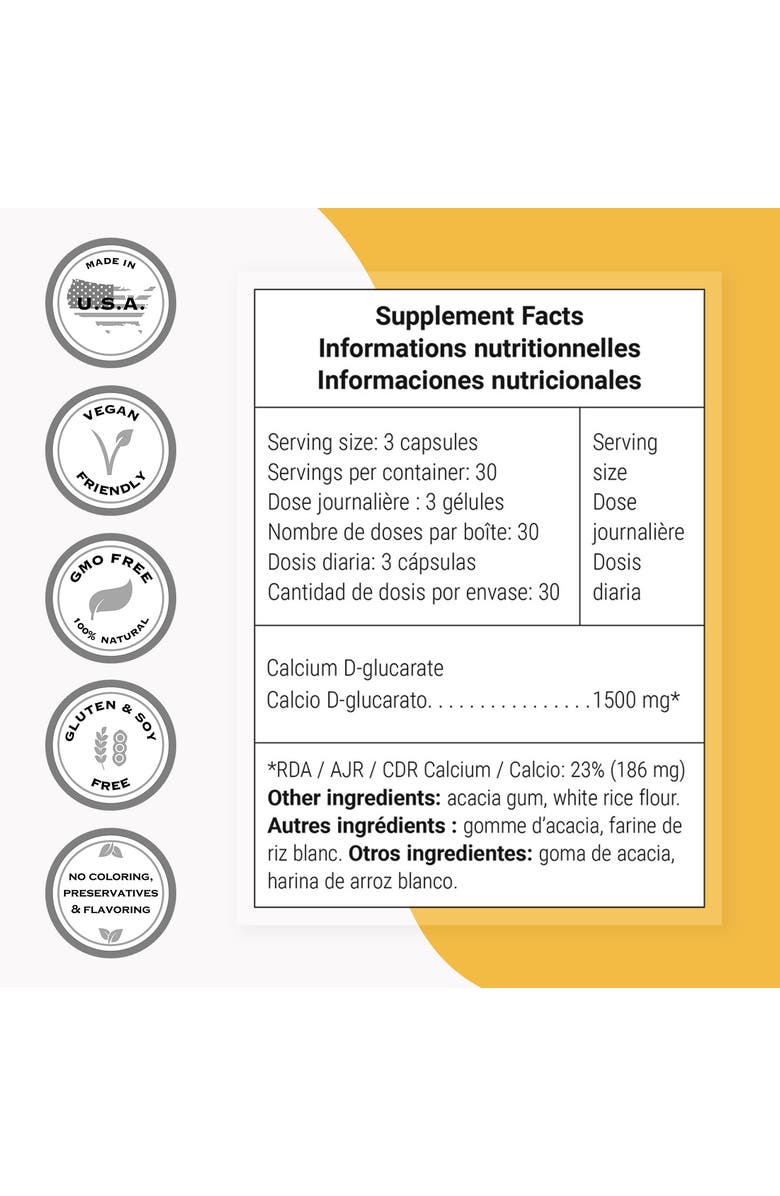 SuperSmart Calcium D-Glucarate 1500mg, Alternate, color, NO COLOR