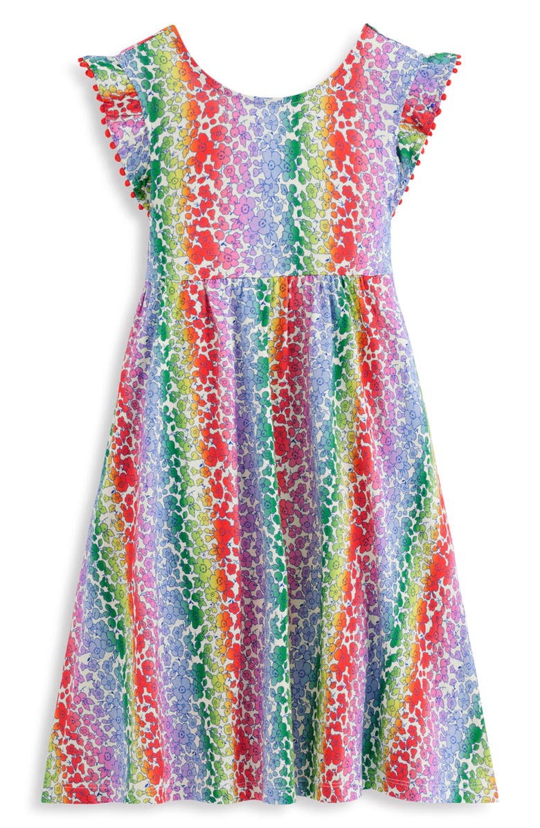Mini Boden Kids' Bow Back Jersey Dress, Main, color, Rainbow Ombre Flowerbed