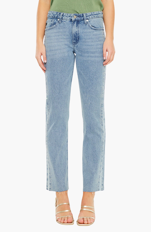 Kancan Evelyn Mid Rise Slim Straight Leg Jeans In Blue