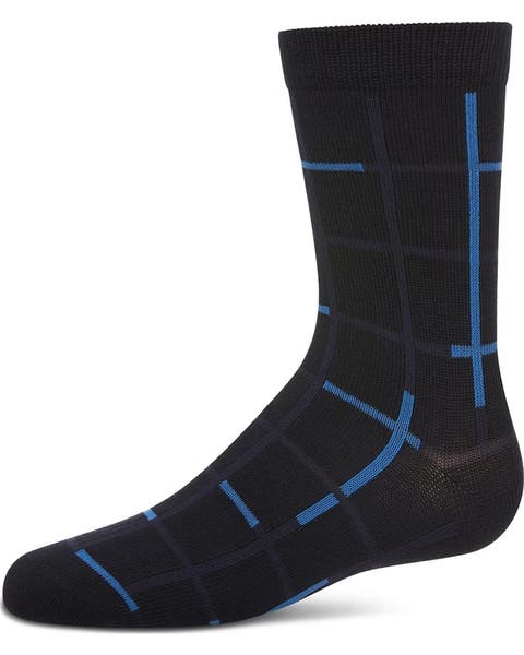 Windowpane Plaid Crew Sock (Big Kid)