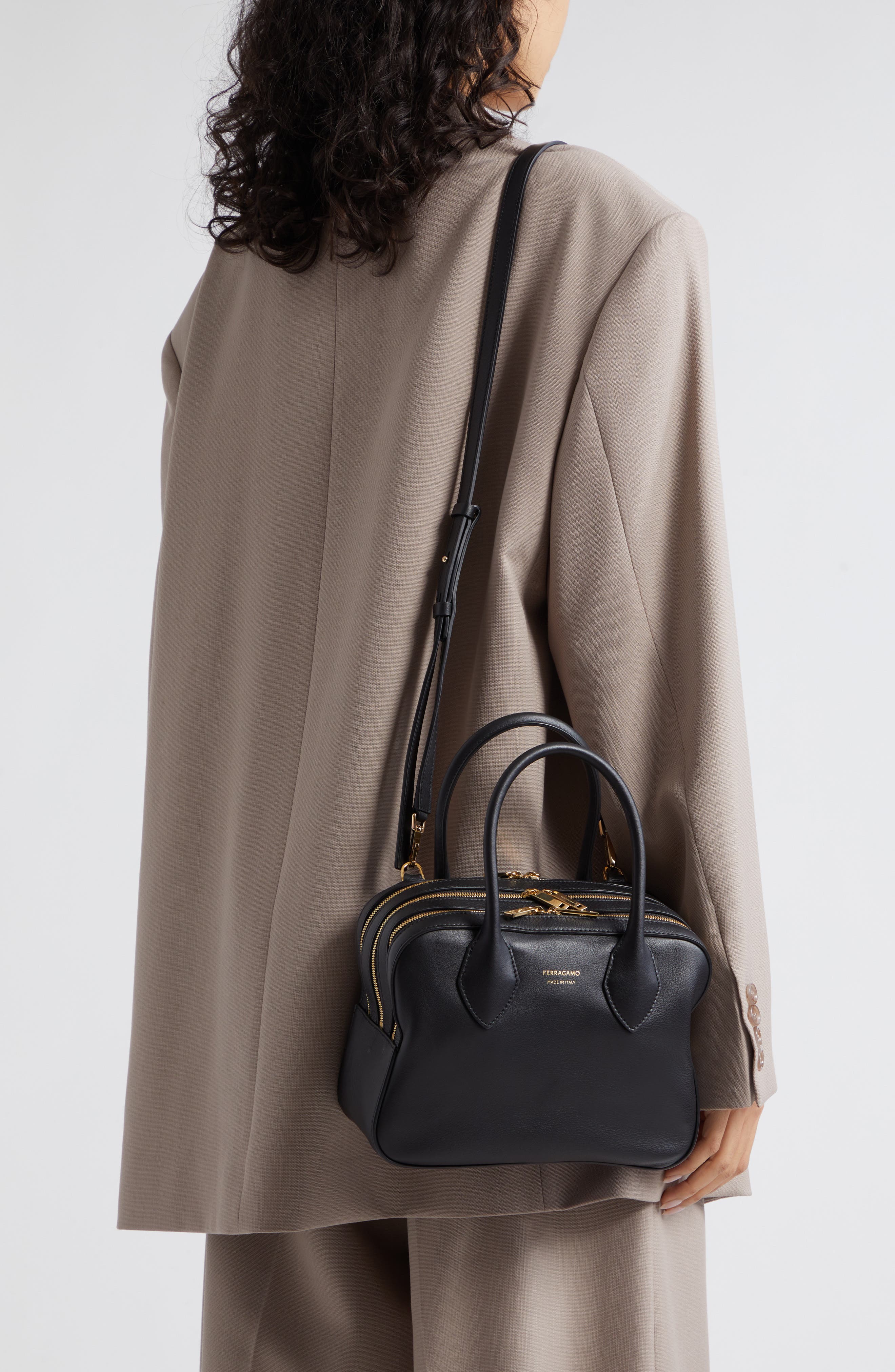 FERRAGAMO Star Triple Zip Handbag, Alternate, color, 