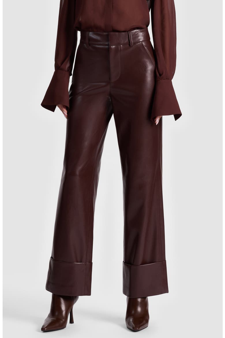 Alexander High Waist Faux Leather Pants, Main, color, DARK CHOCOLATE