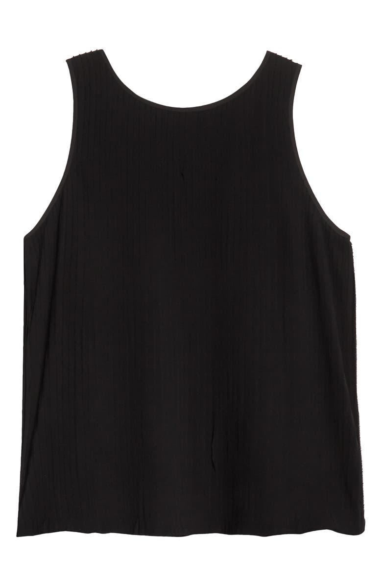 Lafayette 148 New York Pleated Racerback Silk Georgette Blouse, Alternate, color, Black