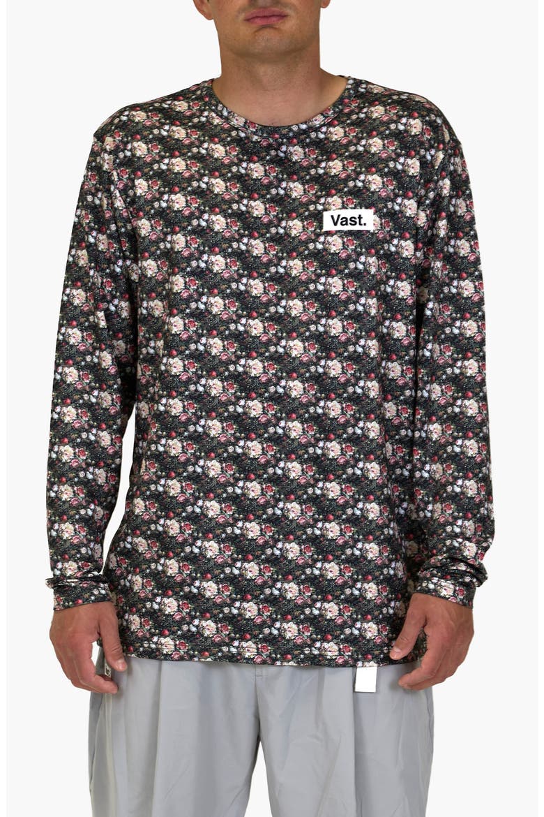 Digi Floral Aqua Terra Performance Long Sleeve T-Shirt, Main, color, RED MULTI