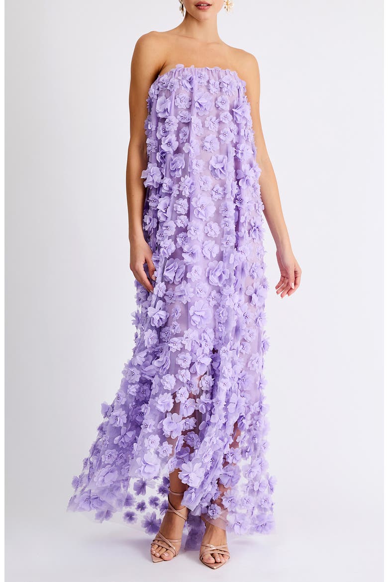 Athena Floral Appliqué & Sequin Strapless Gown video