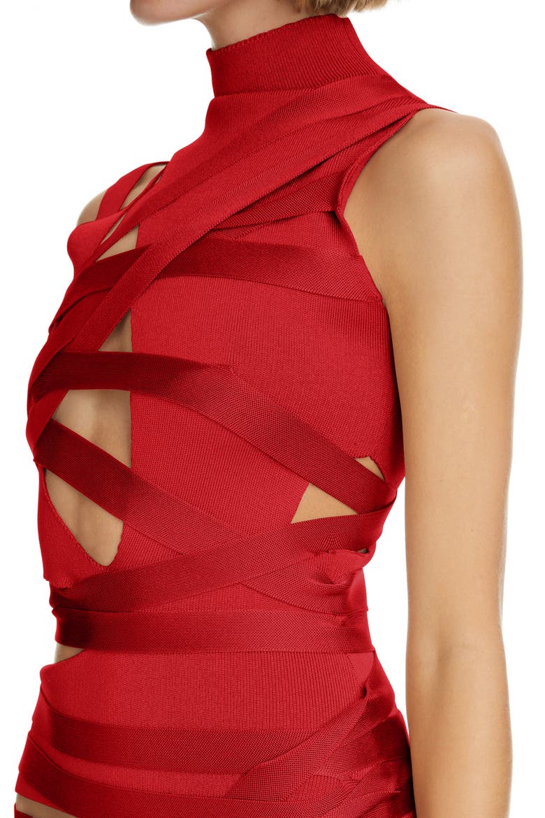 Cutout Bandage Knit Minidress, Alternate, color, 3BX ROUGE 3BX
