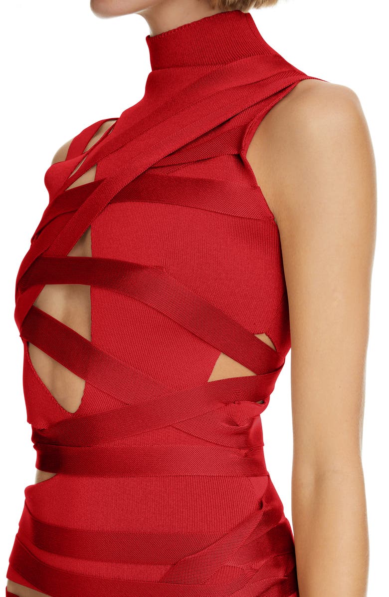 Balmain Cutout Bandage Knit Minidress, Alternate, color, 