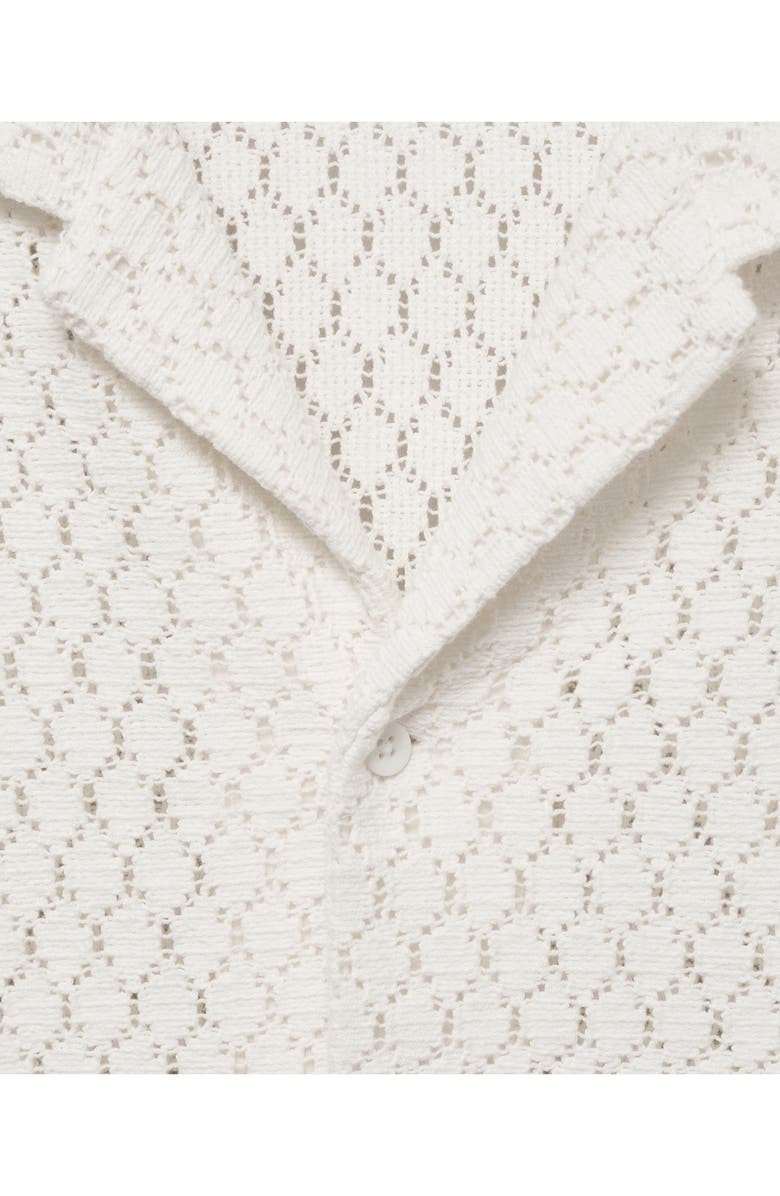 MANGO Open Stitch Knit Shirt, Alternate, color, Off White