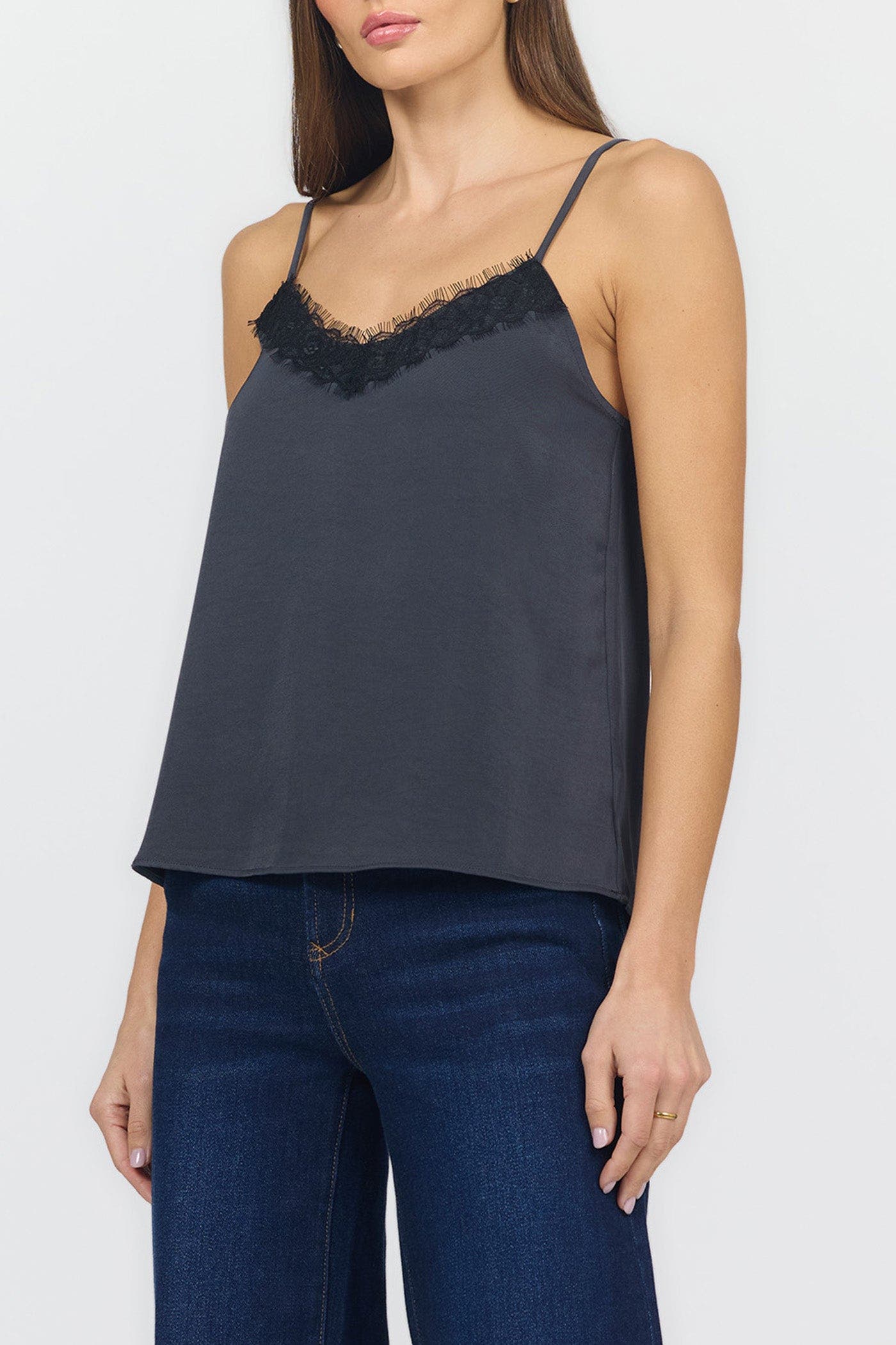 Dear John Alexandria Lace Trim Satin Tank (Women) | Nordstrom