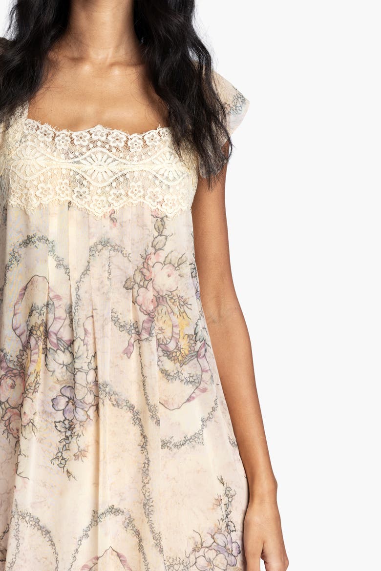 Spirit Bloom Chiffon Ruffle Dress, Alternate, color, LINEN MULTI