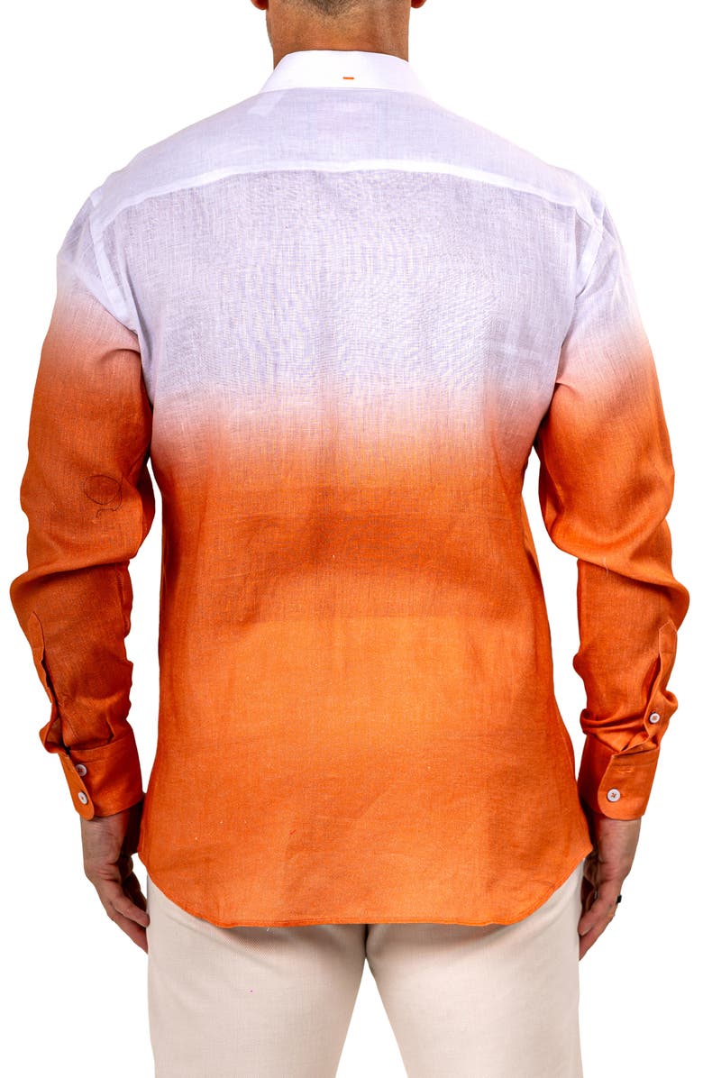 Maceoo Eins Marthy Contemporary Fit Linen Button-Up Shirt, Alternate, color, Orange