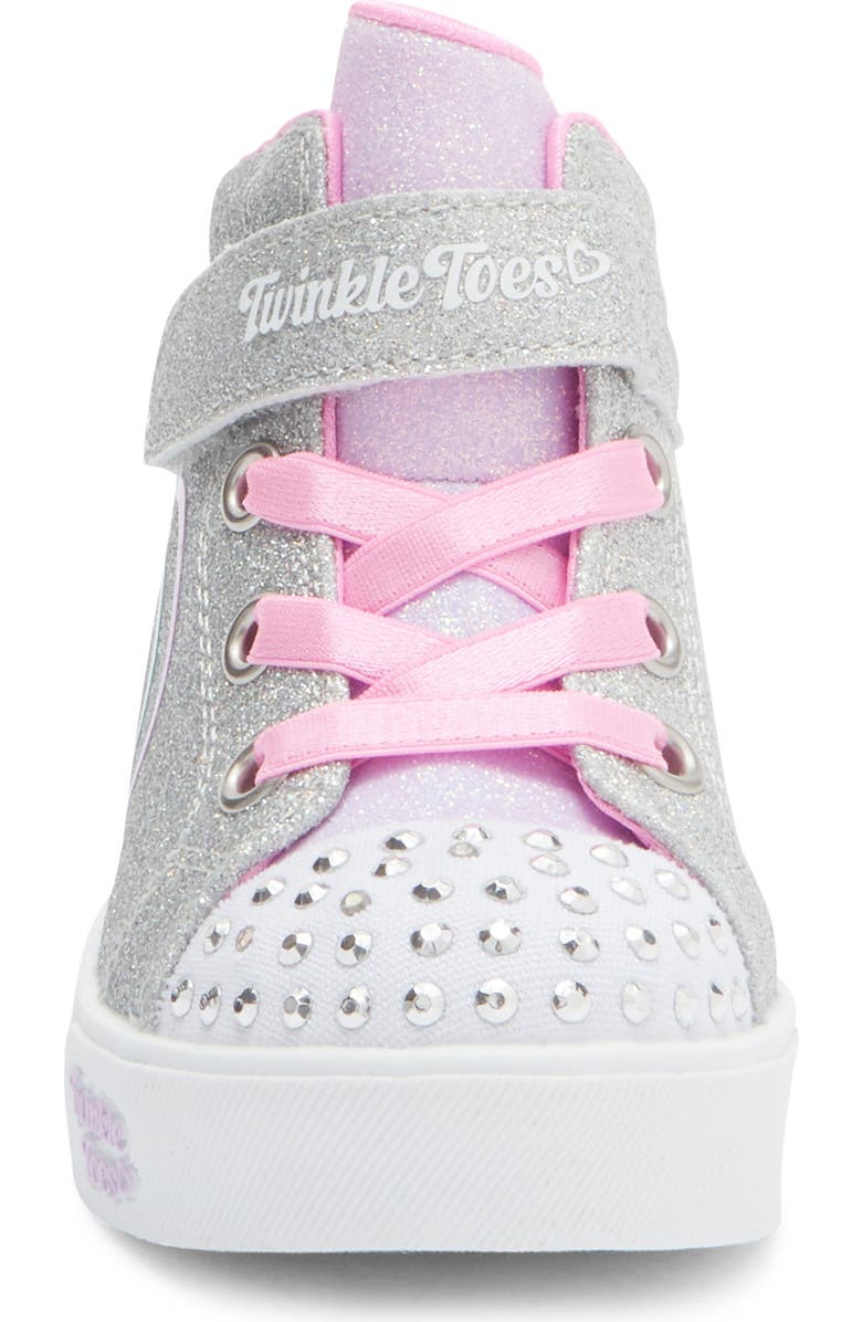 SKECHERS Kids' Twinkle Toes Heart Steps High Top Sneaker, Alternate, color, Silver Multi