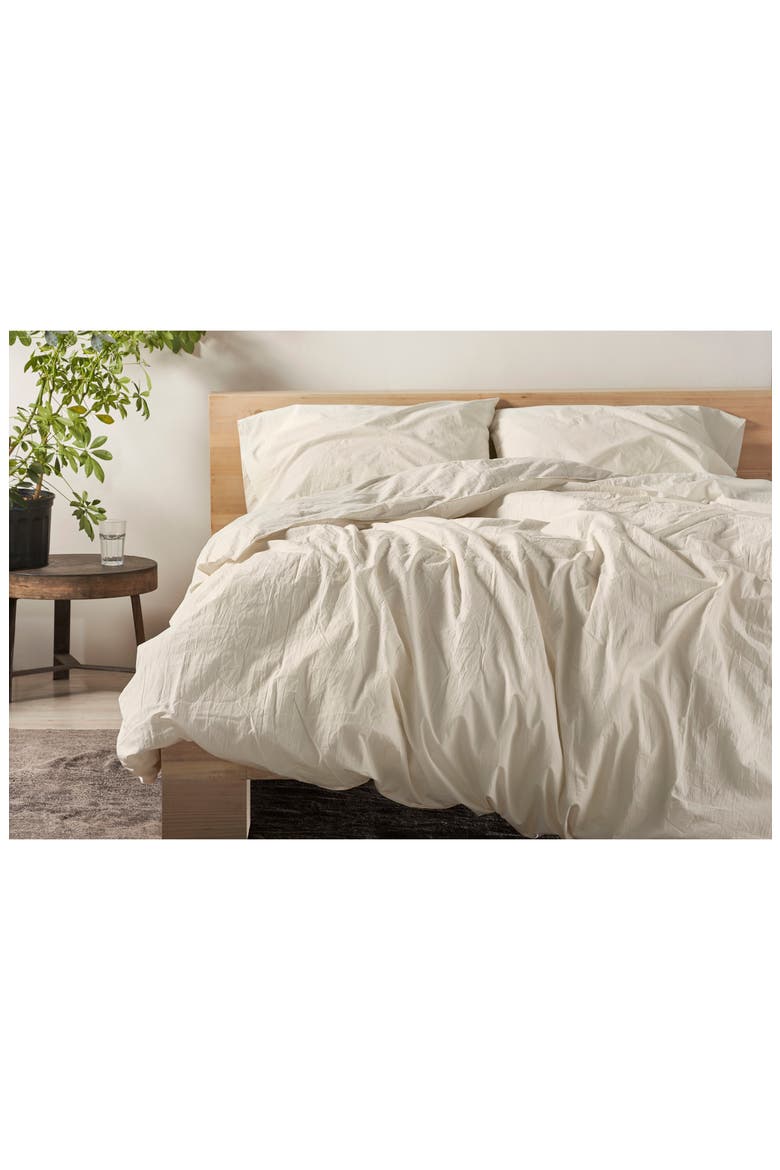 Crinkled Organic Cotton Percale Sheet Set, Alternate, color, UNDYED