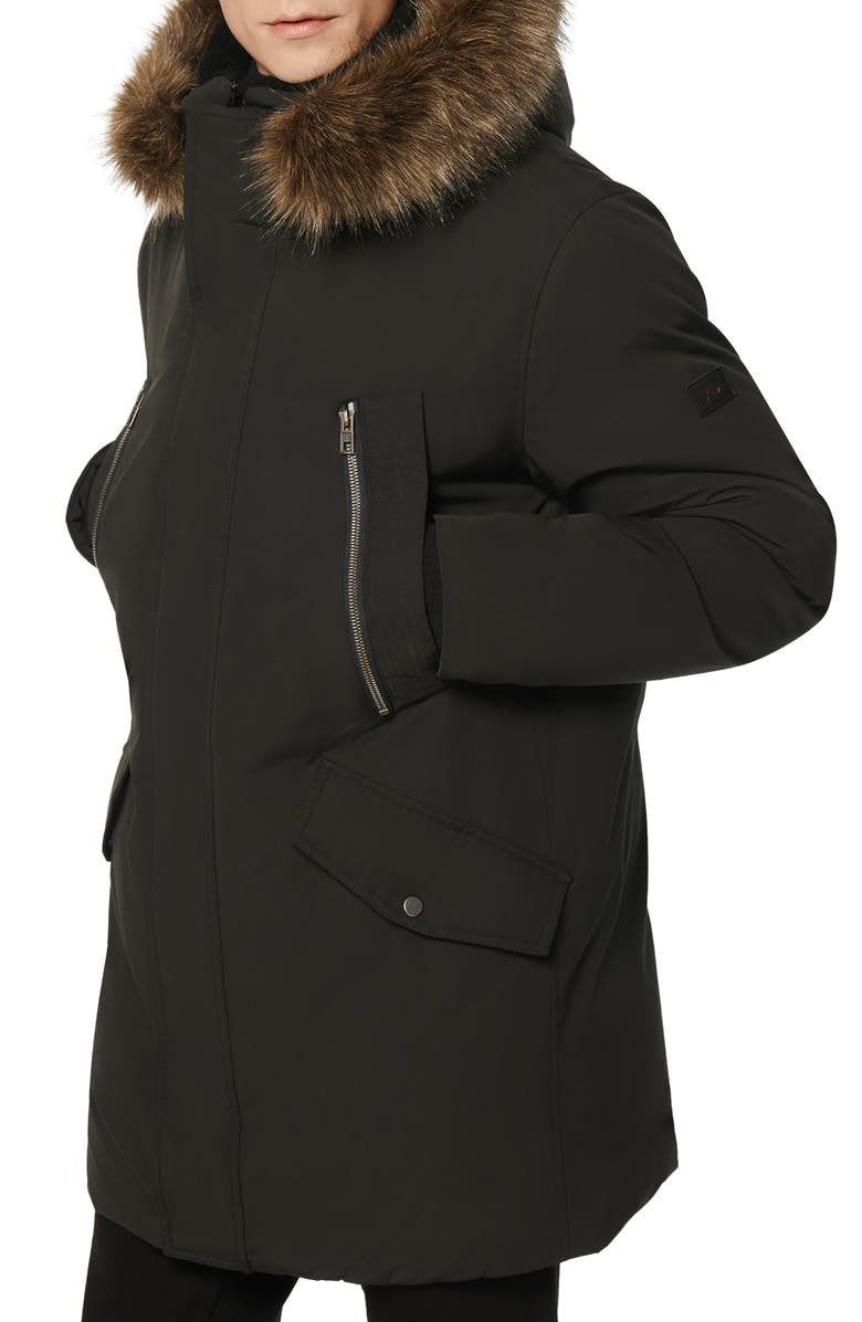 Andrew Marc Ventura Quilted Down Coat with Genuine Shearling & Faux Fur Trim, Alternate, color, 