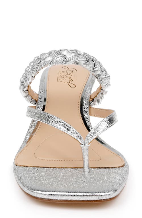 Jewel Badgley Mischka Nadya Kitten Heel Flip Flop In Silver Metallic