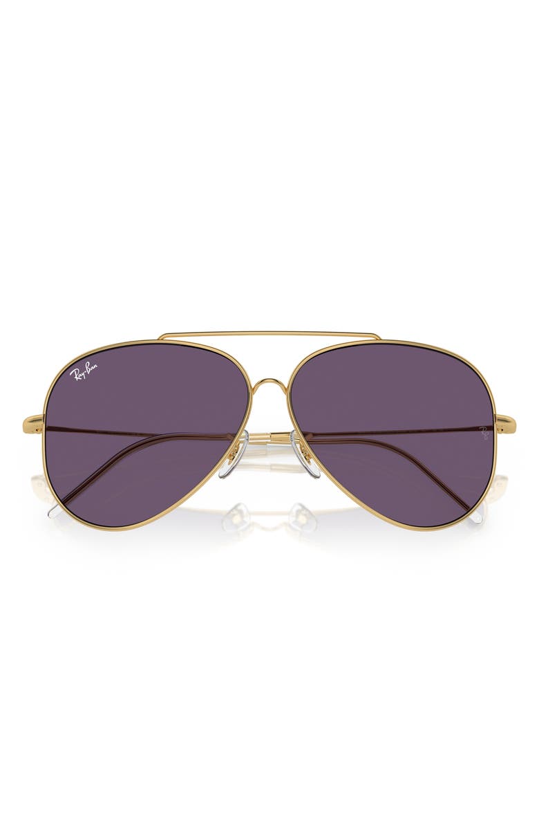 Ray-Ban Aviator Reverse 59mm Pilot Sunglasses, Alternate, color, Purple