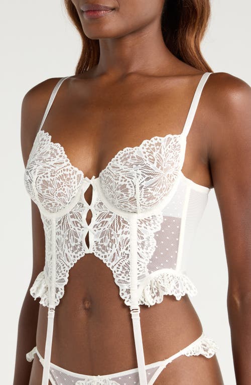 Hunkemoller Hunkemöller Posie Underwire Bustier & Garter Straps In White