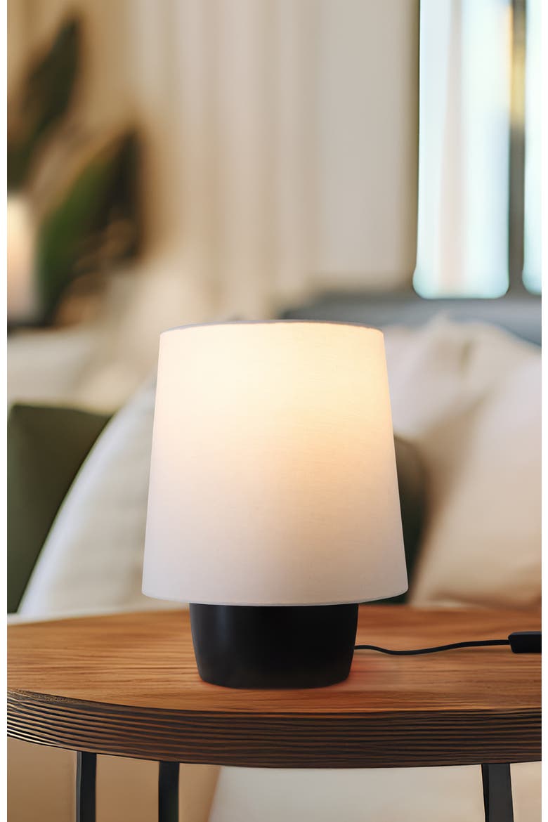 Dan 14" LED Classic Table Lamp with Cream Tapered Drum Shade and Heavy Ceramic Base, Bulb Included, Alternate, color, Classic Black