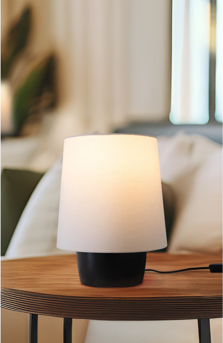 Brightech Dan 14" LED Classic Table Lamp with Cream Tapered Drum Shade and Heavy Ceramic Base, Bulb Included, Alternate, color, Classic Black