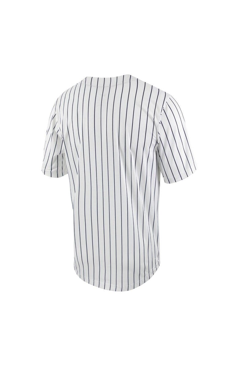 Nike Men's Nike White/Navy Ole Miss Rebels Pinstripe Replica Full-Button Baseball Jersey, Alternate, color, White