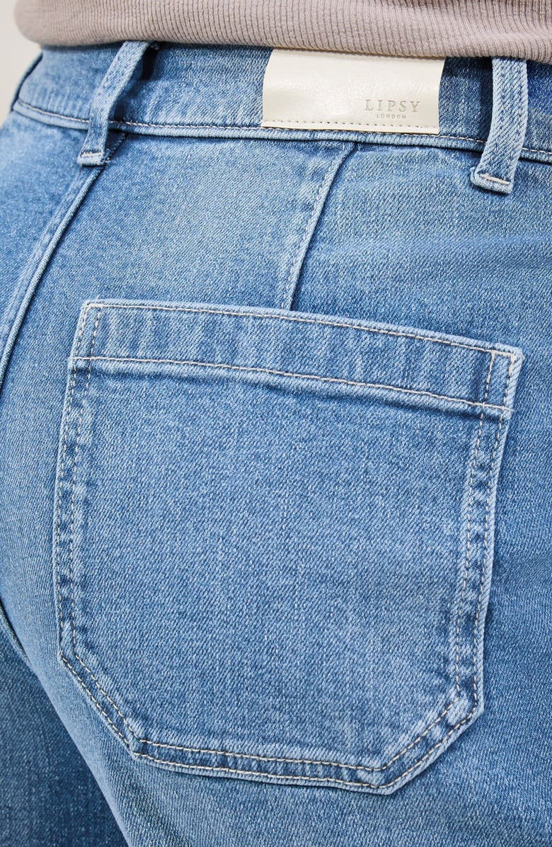 Lipsy High Waist Barrel Jeans, Alternate, color, Mid Wash