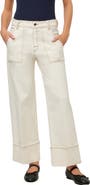 FIFTEEN TWENTY Patch Pocket Wide Leg Cuffed Jeans